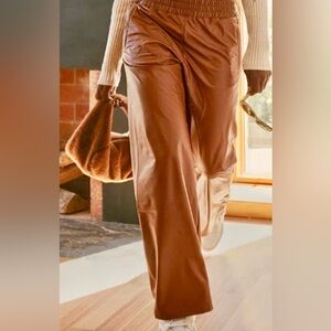 Offline by Aerie Real Luxe Brown Faux Leather Flare Pants